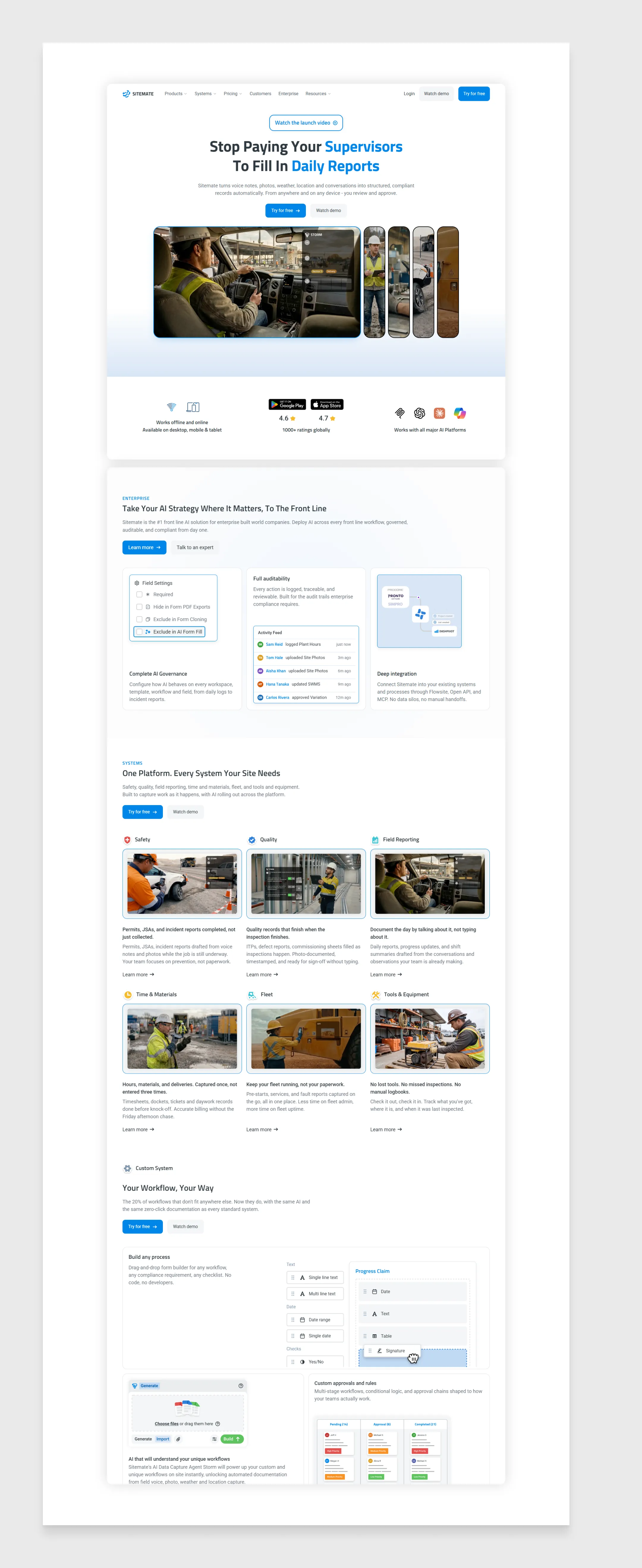 Sitemate website page design