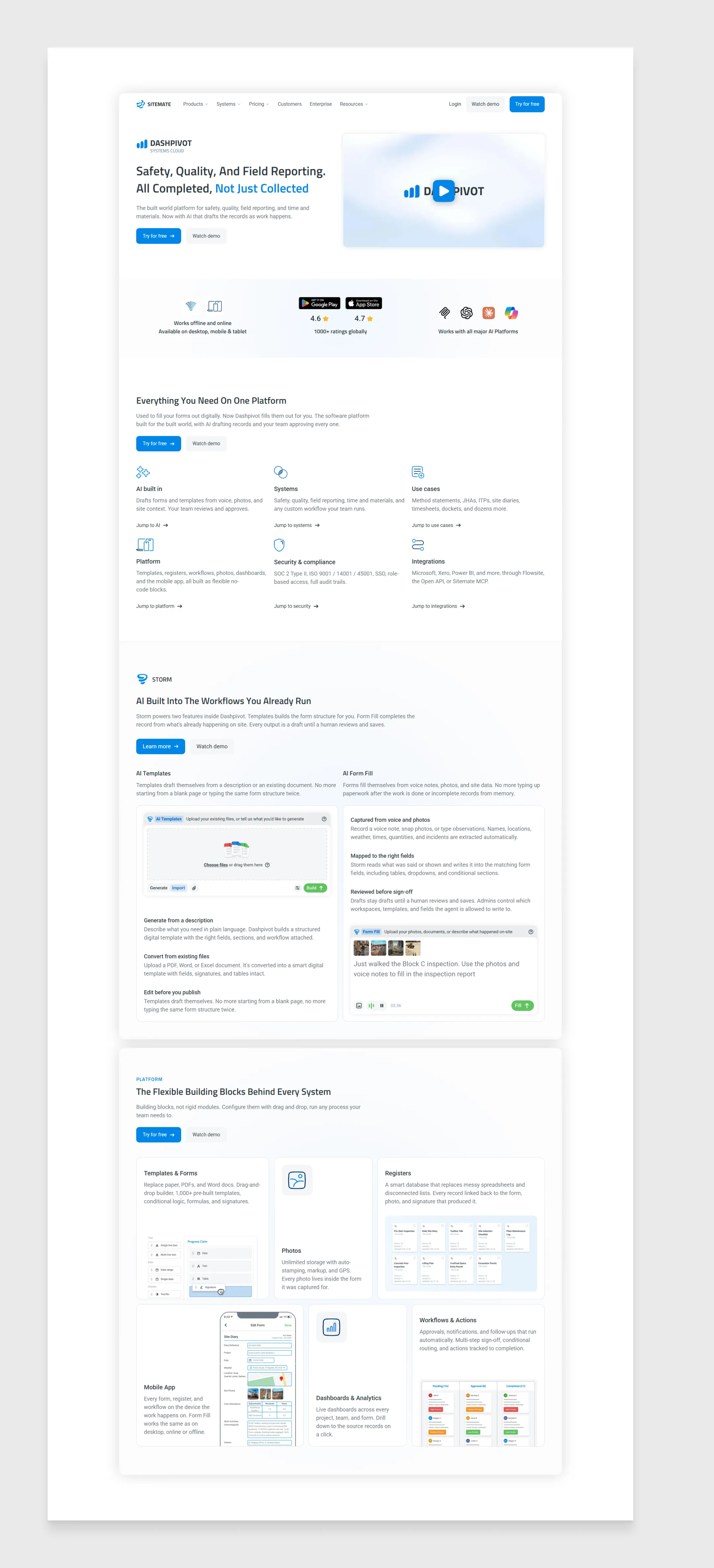 Sitemate website page design
